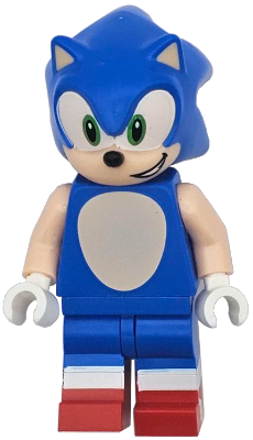 son033 - Sonic the Hedgehog - Light Nougat Face and Arms, Open Mouth Smile to Left