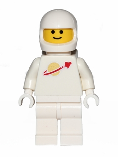 sp006new2 - Classic Space - White with Air Tanks and Motorcycle (Standard) Helmet, Logo High on Torso (Second Reissue)