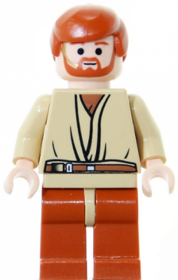 sw0152 - Obi-Wan Kenobi - Light Nougat, Dark Orange Hair and Legs, Gold Headset