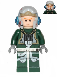 sw0437 - Rebel Pilot A-wing (Open Helmet, Dark Green Jumpsuit, Frown / Scared) (Arvel Crynyd)