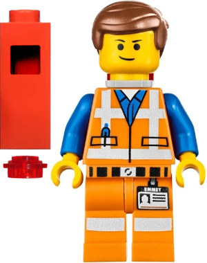 tlm078 - Emmet - Lopsided Closed Mouth Smile, with Piece of Resistance and Plate on Leg