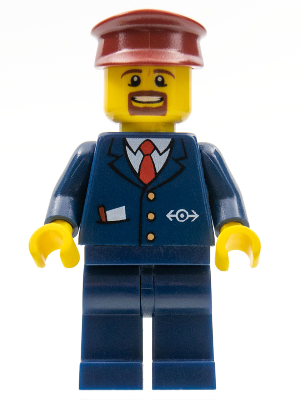 trn237 - Dark Blue Suit with Train Logo, Dark Blue Legs, Dark Red Hat, Brown Moustache and Goatee