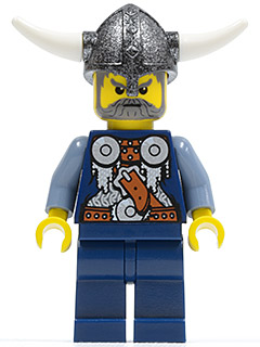 vik033 - Viking Blue Chess Bishop - Horns Glued to Helmet