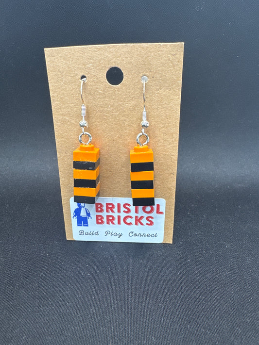 A026 - Halloween Square Stack Earrings, Black and Orange