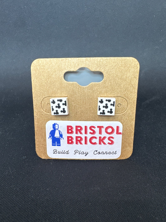 A232 - Mickey Head Patterned Square Earrings