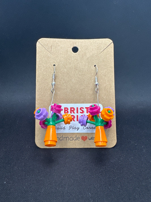 A154 - Flower Pot Earrings, Lg.