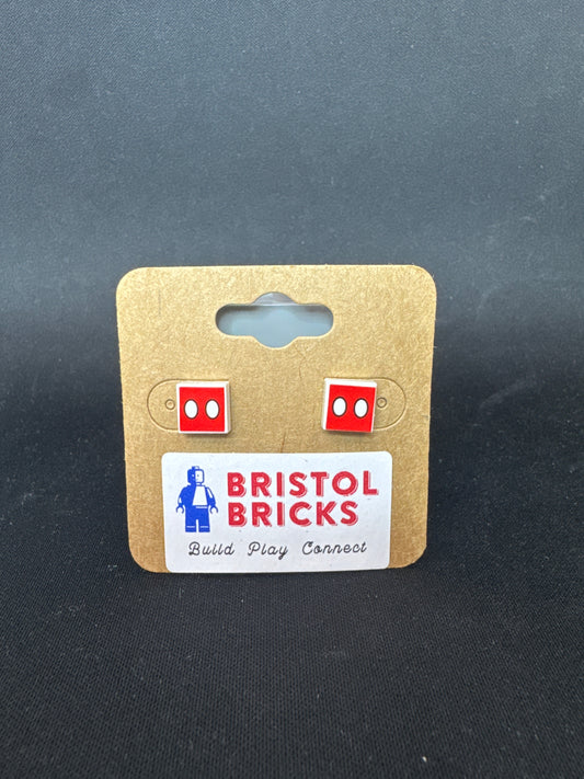 A228 - Mickey Mouse Buttons Square Earrings