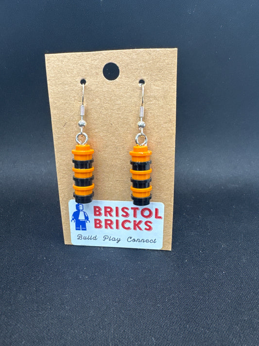 A027 - Halloween Round Stack Earrings, Black and Orange