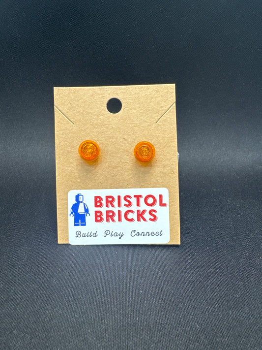 A034 - Stud Earrings, Orange Translucent