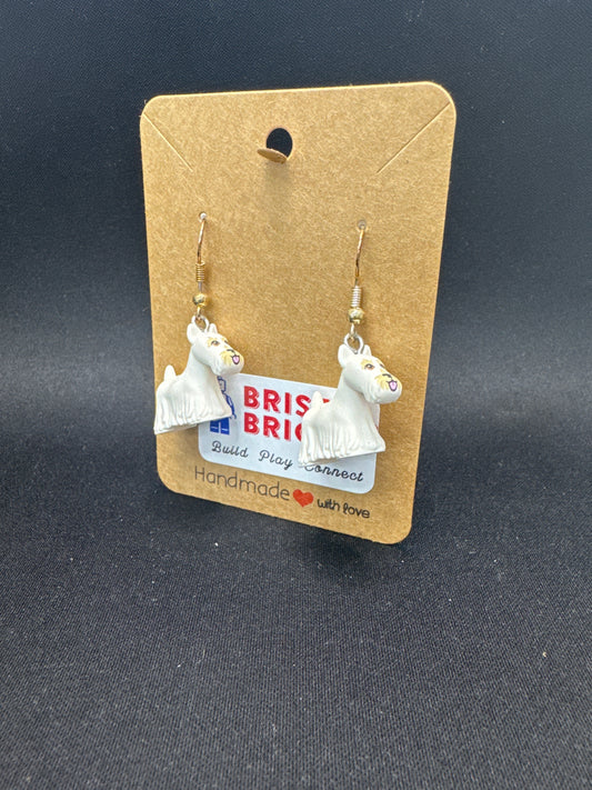 A135 - White Dog Earrings