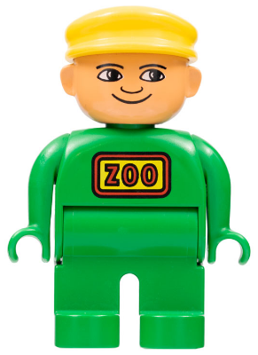 4555pb079: Duplo Figure, Male, Green Legs, Green Top, Yellow Cap (Zoo Keeper)