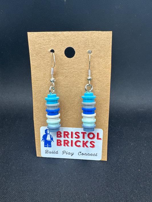 A008 - Blue Round Stack Earrings