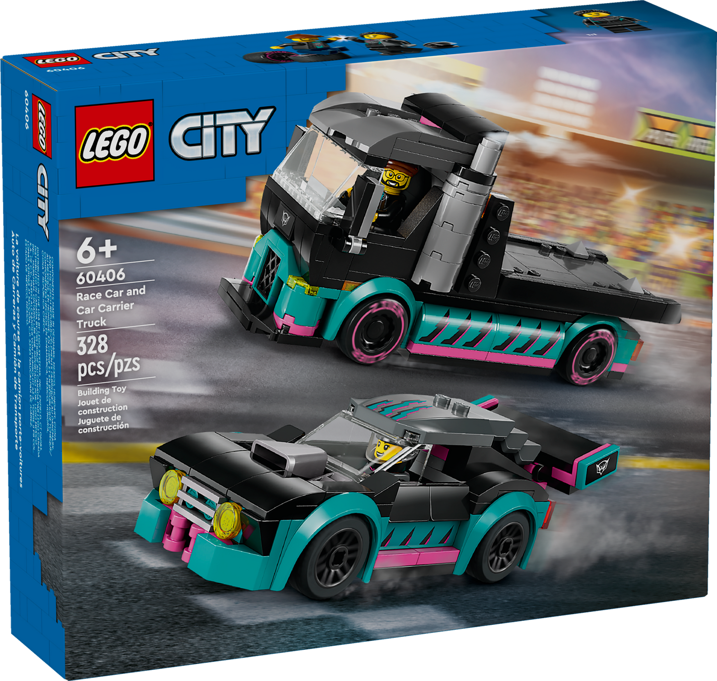 60406 - Race Car and Car Carrier Truck