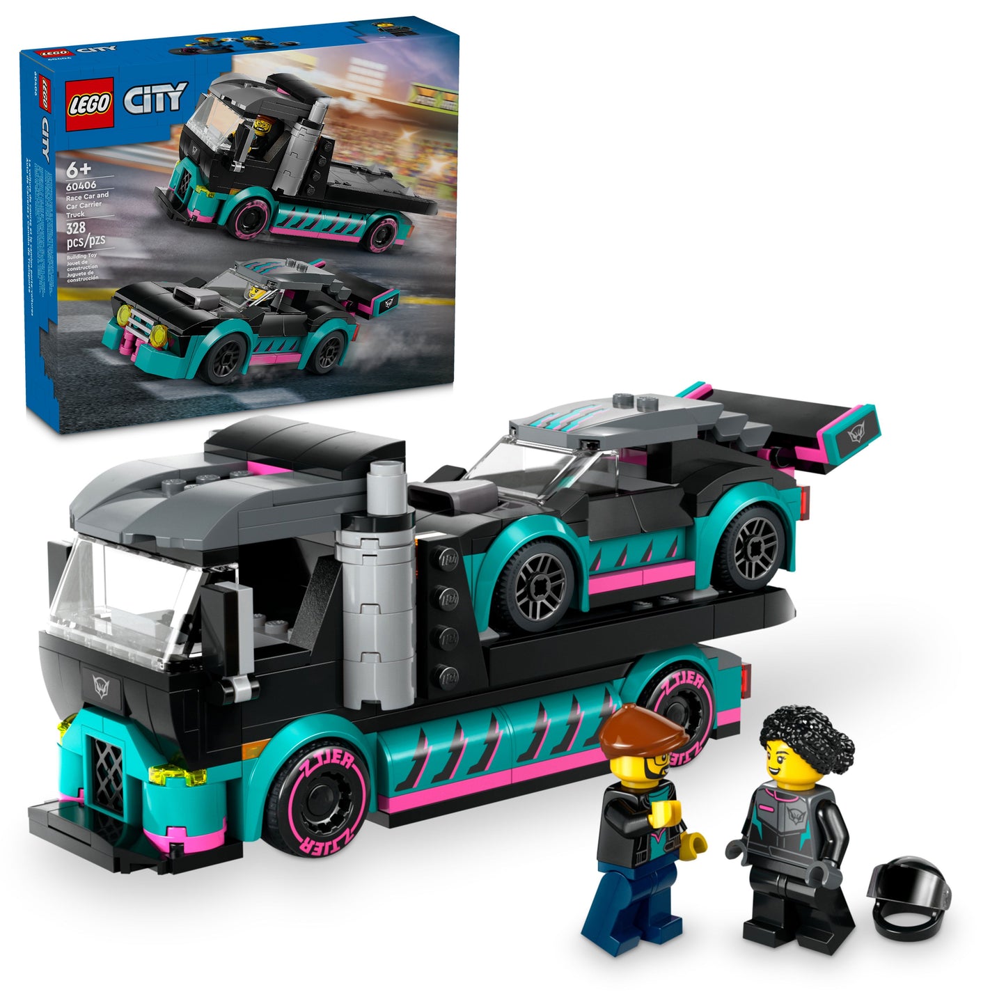 60406 - Race Car and Car Carrier Truck