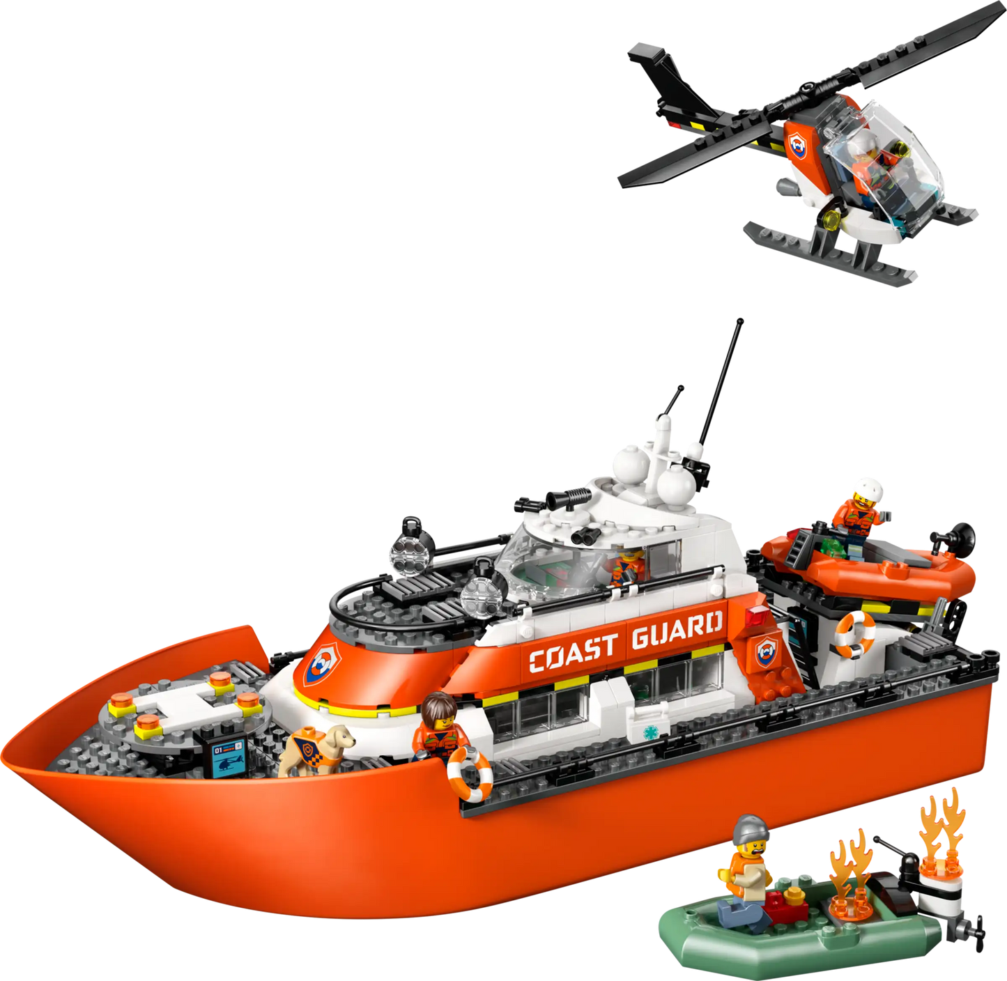 60504 - Coast Guard Rescue Boat & Helicopter