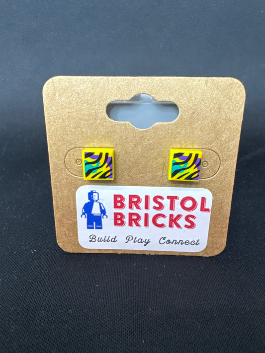 A241 - Neon Tiger Stripe Stud Earrings