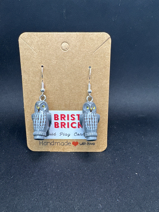 A197 - Gray Owl Earrings