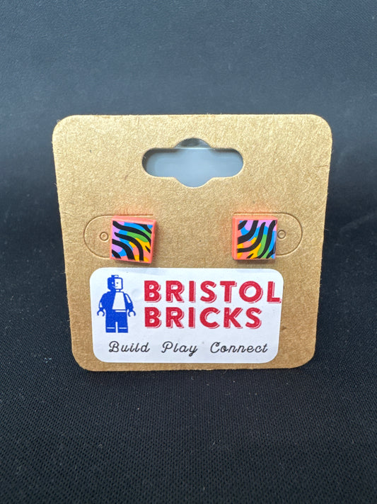 A241 - Neon Tiger Stripe Stud Earrings