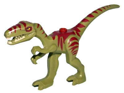 galli02 - Dinosaur Coelophysis / Gallimimus with Dark Red Stripes and Yellow Eyes Pattern