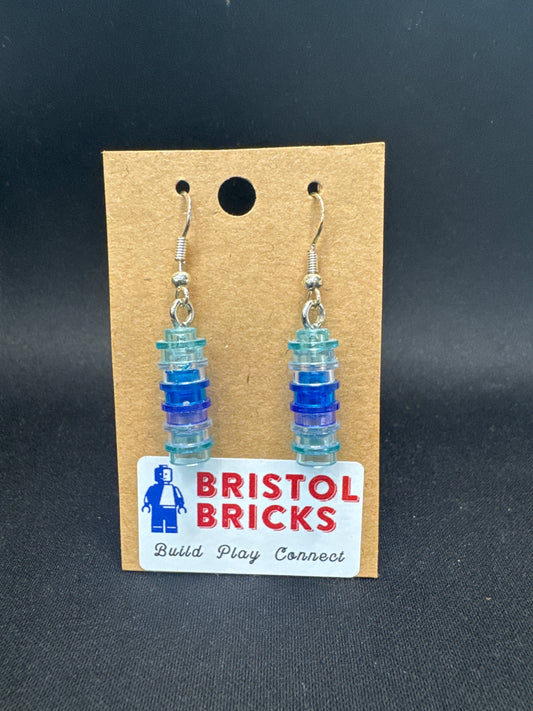 A009 - Blue Round Stack Translucent Earrings
