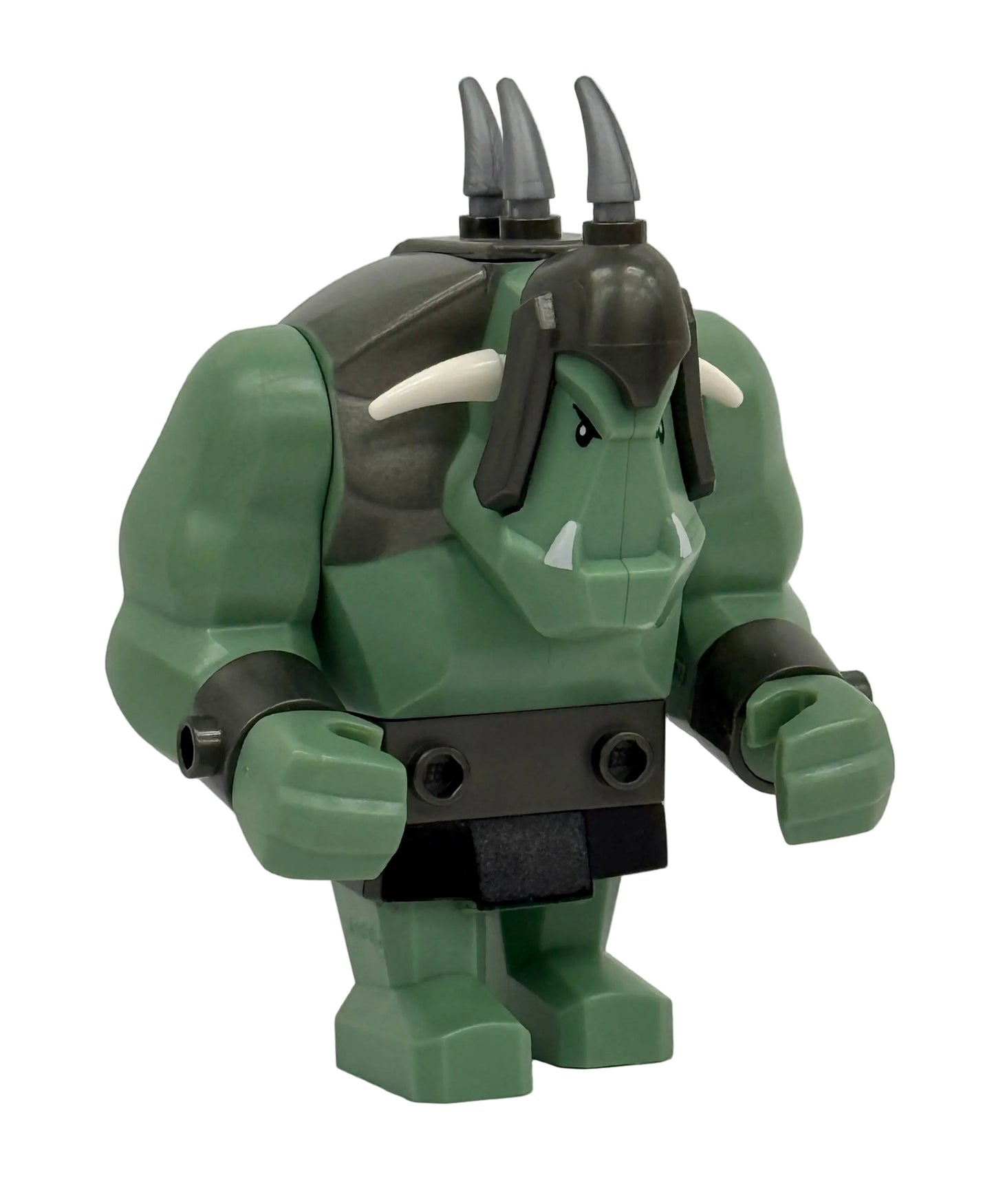 cas376 - Fantasy Era - Troll, Sand Green with Pearl Dark Gray Armor, 2 White Horns and 3 Pearl Light Gray Horns
