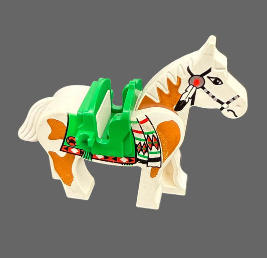 4493c01px3 - Horse with Green Blanket, Left Side Red Hand Pattern and Green Saddle