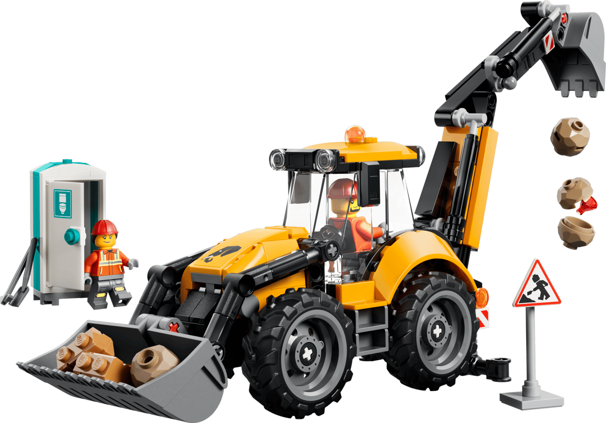 60480 - Yellow Backhoe Loader