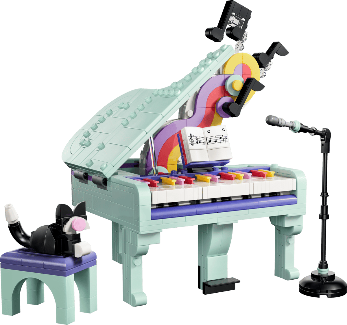 31392 - Music Decor Piano with Cat