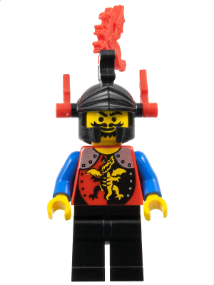 cas017 - Dragon Knights - Knight 2, Black Legs, Black Dragon Helmet, Red Plumes