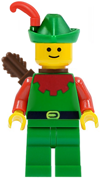 cas137a -Forestman - Red, Green Hat, Red Feather, Quiver