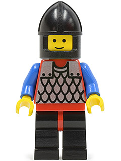 cas147 - Scale Mail - Red with Blue Arms, Black Legs with Red Hips, Black Chin-Guard
