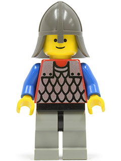 cas160 - Scale Mail - Red with Blue Arms, Light Gray Legs with Black Hips, Dark Gray Neck-Protector