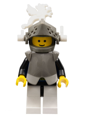 cas167 - Breastplate - Armor over Blue, Dark Gray Helmet and Visor, White Dragon Plumes