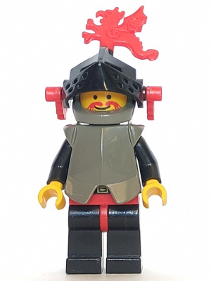 cas168 - Breastplate - Armor over Black, Dark Gray Helmet, Black Visor, Red Dragon Plumes