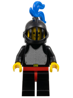 cas176 - Breastplate - Black, Black Legs with Red Hips, Black Grille Helmet, Blue Plume, Black Plastic Cape