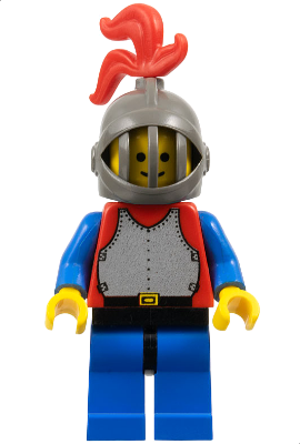 cas189 - Breastplate - Red with Blue Arms, Blue Legs with Black Hips, Dark Gray Grille Helmet, Red Plume