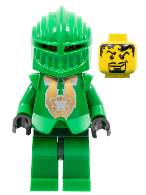 cas266 - Knights Kingdom II - Rascus with Gold Pattern Armor, Plain Torso, Dark Green Hips and Helmet