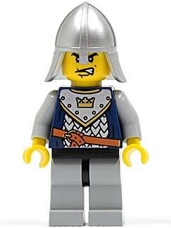 cas338 - Fantasy Era - Crown Knight Scale Mail with Crown, Helmet with Neck Protector, Scar Across Lip