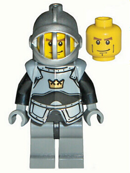 cas340 - Fantasy Era - Crown Knight Plain with Breastplate, Grille Helmet, Vertical Cheek Lines