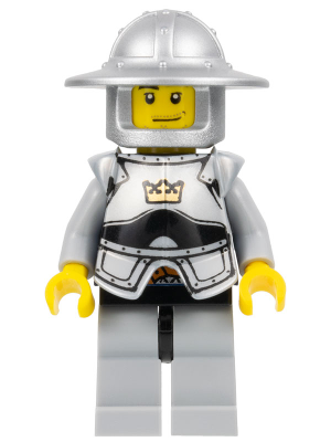 cas387 - Fantasy Era - Crown Knight Scale Mail with Crown, Breastplate, Helmet with Broad Brim, Smirk and Stubble Beard