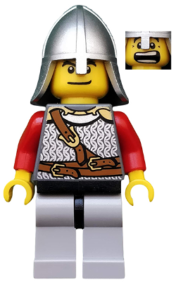 cas438 - Kingdoms - Lion Knight Scale Mail with Chest Strap and Belt, Helmet with Neck Protector, Open Mouth (Dual Sided Head)