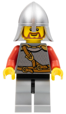 cas450 - Kingdoms - Lion Knight Scale Mail with Chest Strap and Belt, Helmet with Neck Protector, Brown Beard Rounded