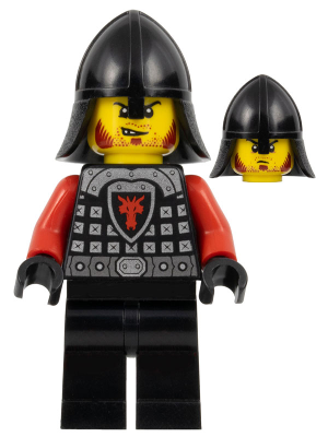 cas518a - Castle - Dragon Knight Scale Mail with Dragon Shield and Shoulder Armor, Helmet with Neck Protector, Angry Scowl