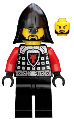 cas525 - Castle - Dragon Knight Scale Mail with Dragon Shield and Shoulder Armor, Helmet with Neck Protector, Black Beard