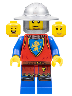 cas562 - Lion Knight - Male, Flat Silver Broad Brim Helmet