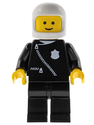 cop003 - Police - Zipper with Badge, Black Legs, White Classic Helmet