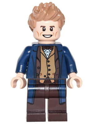 dim034 - Newt Scamander - Dark Blue Trench Coat, Dark Tan Vest
