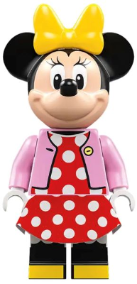 dis089 - Minnie Mouse - Bright Pink Jacket, Red Polka Dot Dress, Yellow Bow