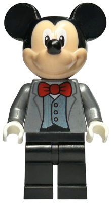 dis131 - Mickey Mouse - Flat Silver Tuxedo Jacket, Red Bow Tie