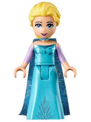dp034 - Elsa - Medium Blue Long Narrow Cape, Lavender Sleeves